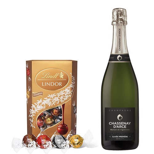 Chassenay d'Arce Cuvee Premiere Brut Champagne 75cl With Lindt Lindor Assorted Truffles 200g